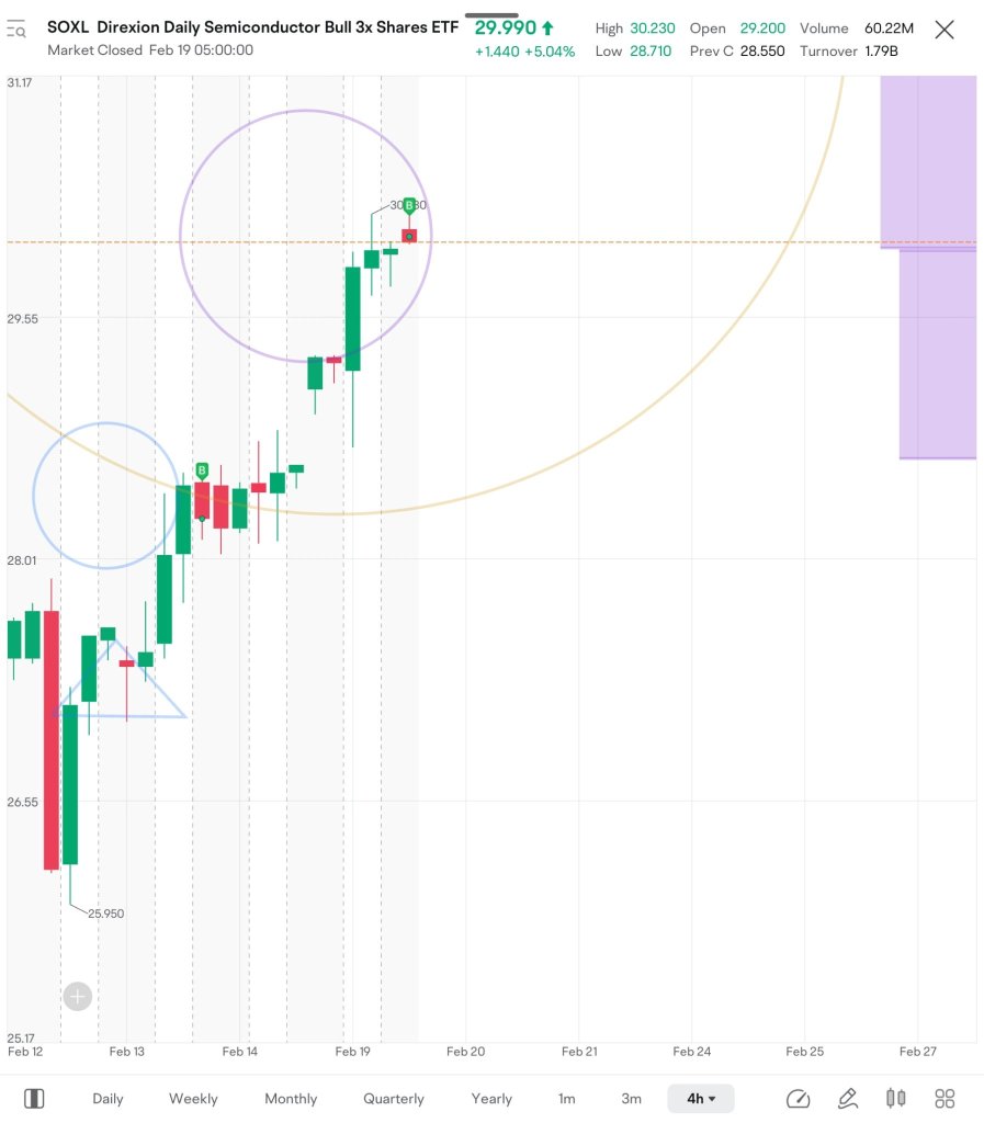 $SOXL 我剛剛在盤前時段買入更多股票。目標收益率 16.5% 止損 (4.5%)