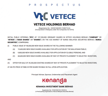 威德德控股公司（VETECE Holdings）發行首次公開募股（IPO），訂閱日期從8月8日開始。