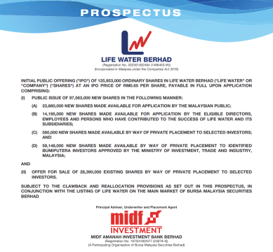 Life Water Berhad Launches IPO, Subscription Opens on 22nd October 2024