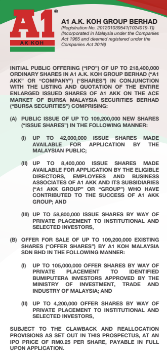 A1 A.K. Koh Group Berhad Launches IPO, Subscription Ends on 30 June 2025