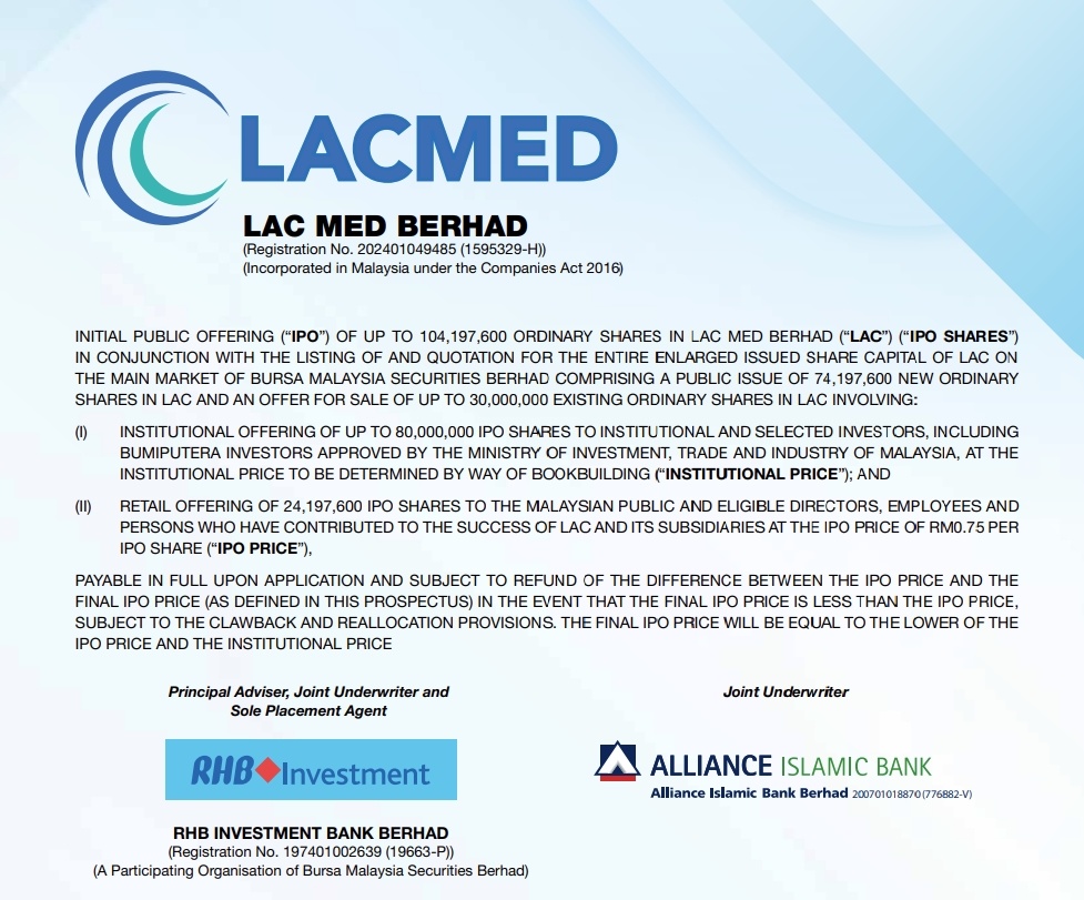 LAC Med Berhad启动IPO，认购截止日期为2025年11月25日- moomoo 社区